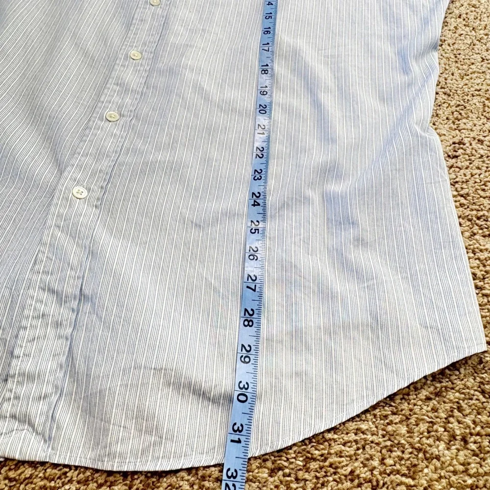 Vtg Polo Ralph Lauren Estate Custom Fit Blue Striped Shirt‎ Mens XXL Long Sleeve